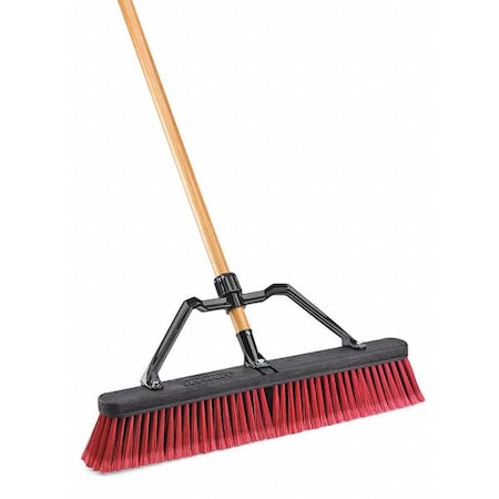 24 in Sweep Face Push Broom, Black, Red MPN:1292G