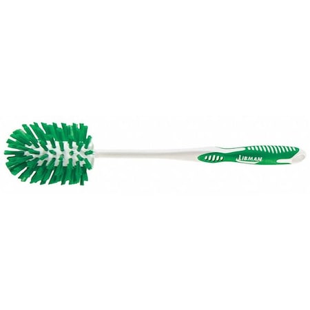 Toilet Brush, 10 1/4 in L Handle, 3 3/4 in L Brush, Green, Polypropylene, 14 in L Overall MPN:22