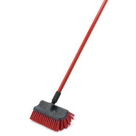 6 in W Scrub Brush, Medium, 55 in L Handle, 10 in L Brush, Red, Wood, 10 in L Overall MPN:532