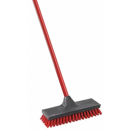 3 1/4 in W Scrub Brush, Stiff, 49 in L Handle, 10 1/2 in L Brush, Red, Wood, 10 1/2 in L Overall MPN:547