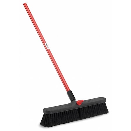 18 in Sweep Face Smooth Surface Push Broom, 3 in Bristle, 60 in L Red Handle MPN:800