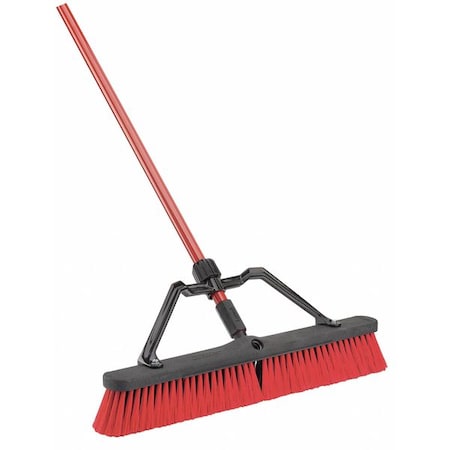 24 in Sweep Face Push Broom, Black, Red MPN:823003