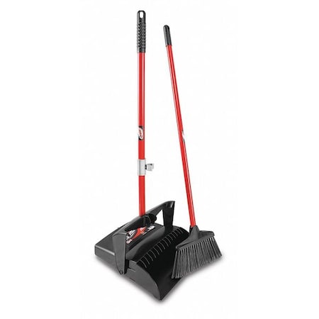 Lobby Broom and Dust Pan, 10 in Sweep Face, 38 in Handle, 3/4 in Dia, Black MPN:919