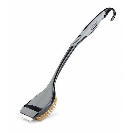 Grill Brush W/Scraper, Brass, Blk/Gry, PK6, 6 PK MPN:529