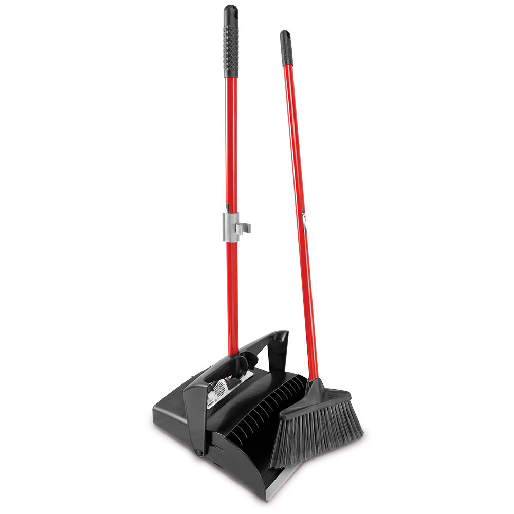 Libman Commercial Deluxe Open-Lid Lobby Dustpan And Broom Sets, 36in x 12in, Black/Red, Case of 2 Sets MPN:1194
