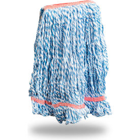 Libman Commercial 18 oz. Rayon Looped-End Wet Mop Head Medium White/Blue 1803 - Pkg Qty 12