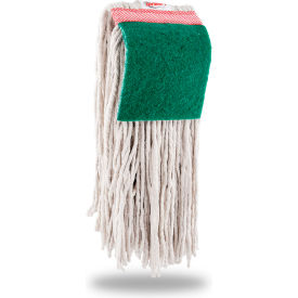 Libman Commercial #24 Wet Mop Head with Scrub Pad - Cut End Brick White 1828 - Pkg Qty 12