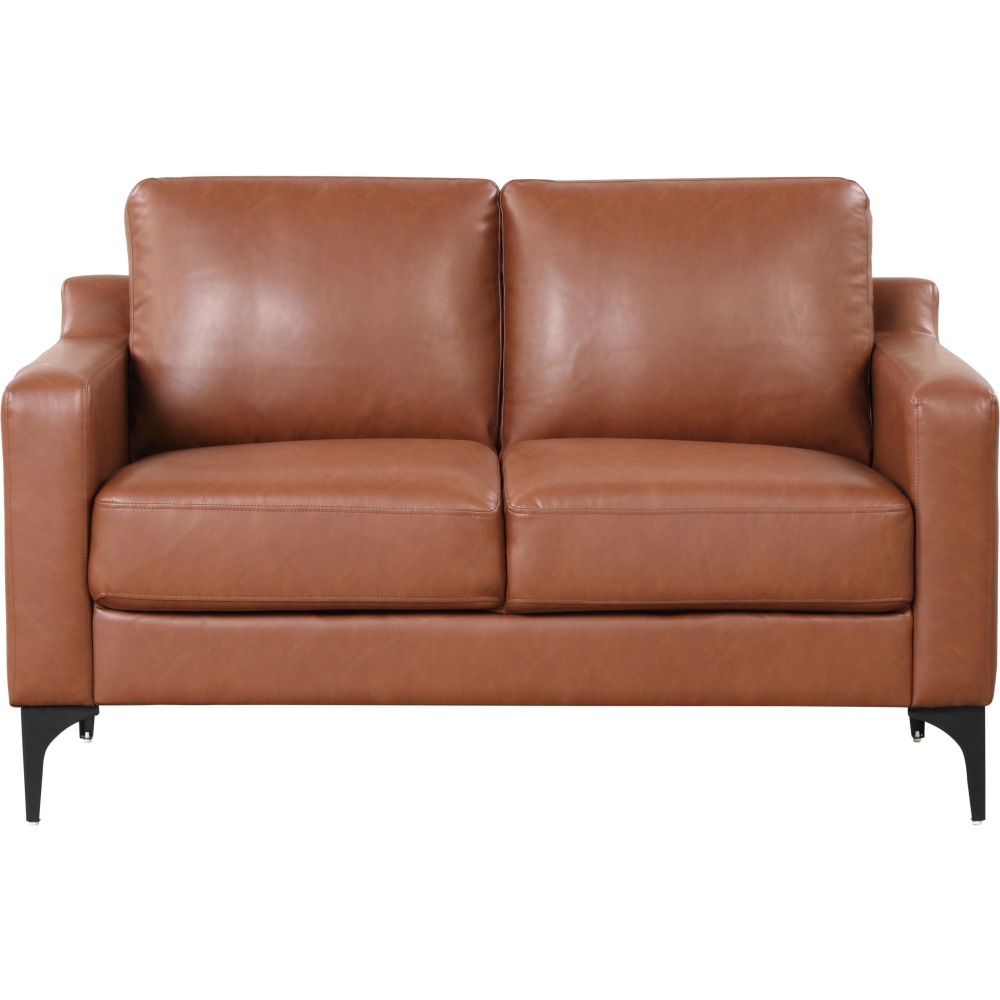 Serta Florence Faux Leather Loveseat, 35inH x 55-1/2inW x 33-1/2inD, Brown MPN:132A013BRN