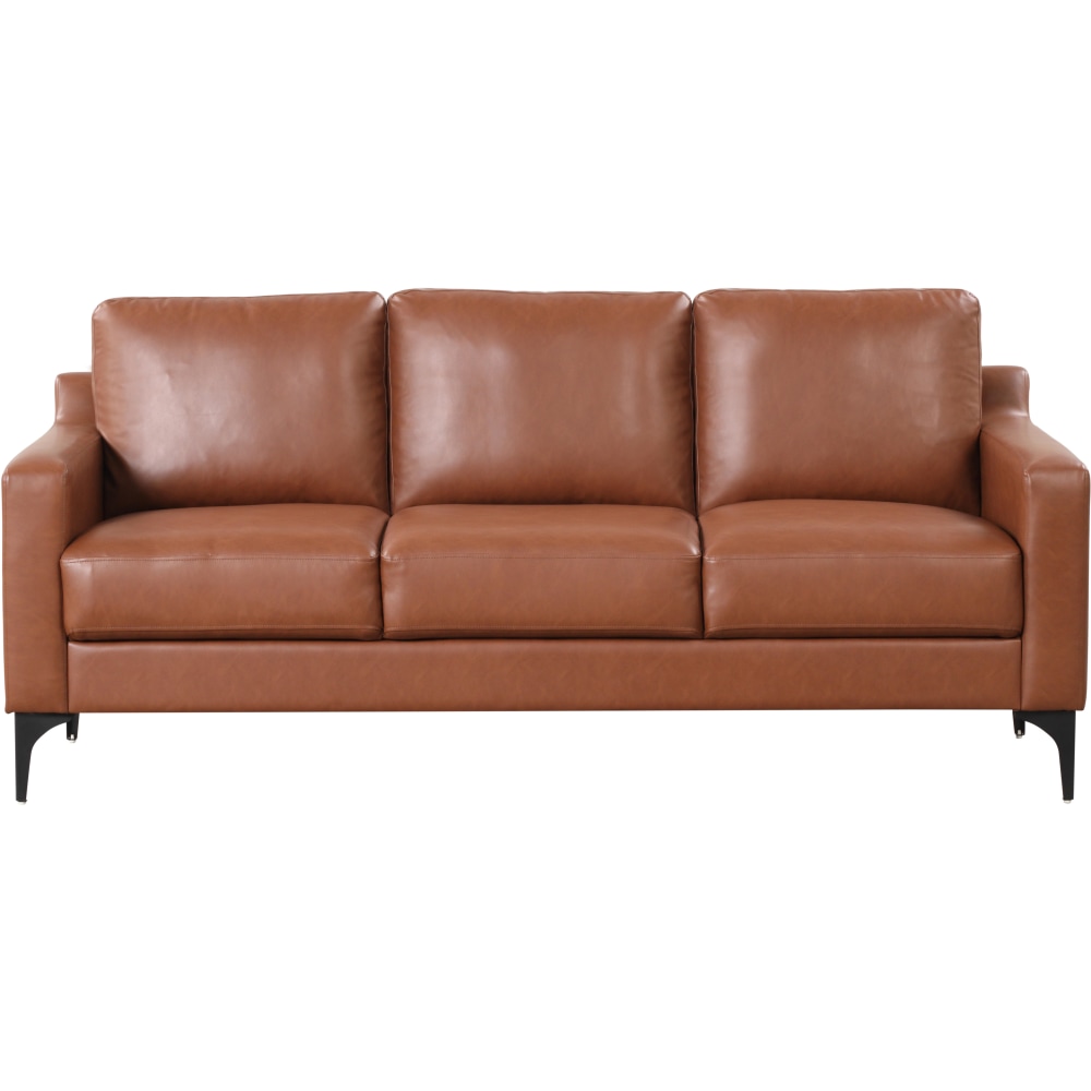 Serta Florence Faux Leather Sofa, 35inH x 78inW x 33-1/2inD, Brown MPN:133A013BRN