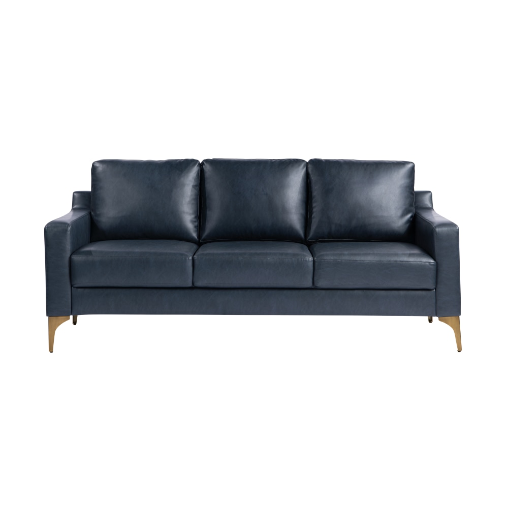 Serta Florence Faux Leather Sofa, 35inH x 78inW x 33-1/2inD, Navy MPN:133A013NVY