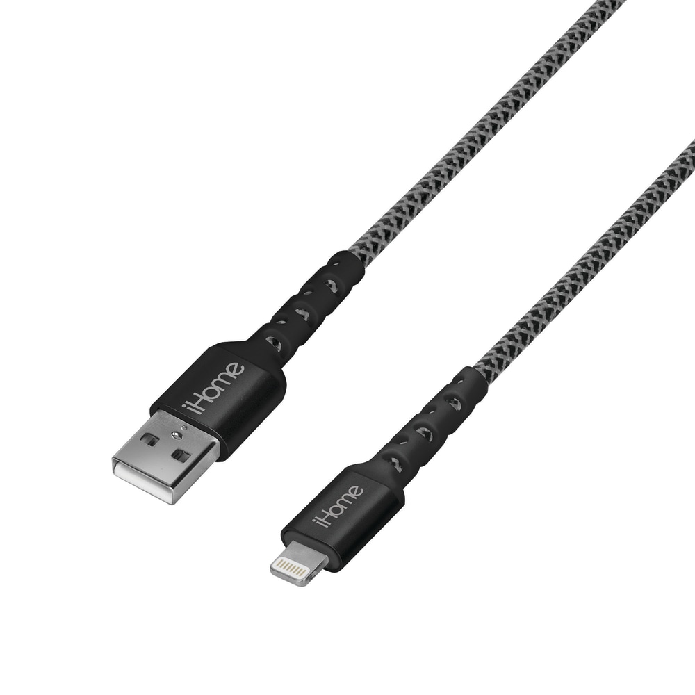 Lifeworks Nylon Braided Lightning-To-USB-A Cable, 6ft, Black (Min Order Qty 6) MPN:IHCT1038B-OD