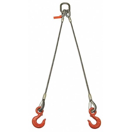 Wire Rope Sling, 8 ft L, 13600 lb Load Cap MPN:58I2LBX8