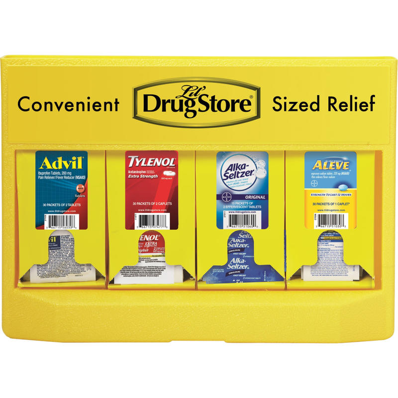 Lil Drug Store Grab n Go Display Medicine Dispenser, 10.8inH x 16.5inW x 2.3inD, Cardboard Case MPN:71622