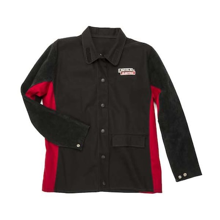 Welding Jacket, Leather, 9 oz, 30 in Length, Button, Velcro Closure, 2 Pockets, Black, M MPN:K2986-M