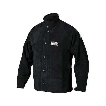 Welding Jacket, Leather, 9 oz, 30 in Length, Button, Hook-and-Loop (Collar) Closure, 1 Pockets, M MPN:K2989-M