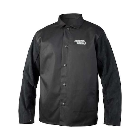 Welding Jacket, Leather, 9 oz, 30 in Length, Button Closure, 1 Pockets, Black, 2XL MPN:K3106-2XL