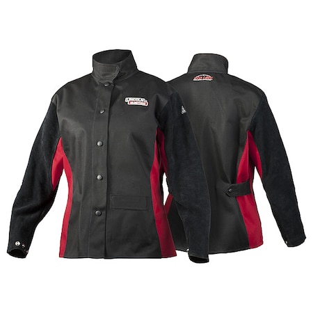 Welding Jacket, Leather, 9 oz, 27 in Length, Button, Hook-and-Loop (Collar) Closure, 2 Pockets, S MPN:K3114-S
