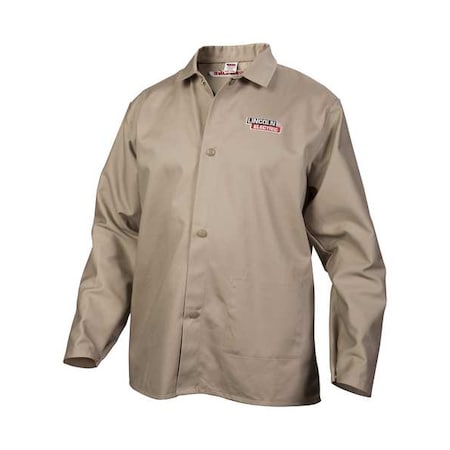 Welding Jacket, Cotton, 9 oz, 30 in Length, Button Closure, 1 Pockets, Khaki, M MPN:K3317-M