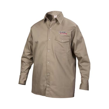 Welding Shirt, 33 in Length, Khaki, Cotton, L MPN:K3382-L
