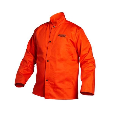 Welding Jacket, Cotton, 9 oz, 30 in Length, Snaps Closure, 1 Pockets, Orange, M MPN:K4688-M