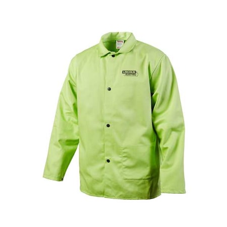 Welding Jacket, Cotton, 9 oz, 30 in Length, Snaps Closure, 1 Pockets, Lime, 3XL MPN:K4689-3XL