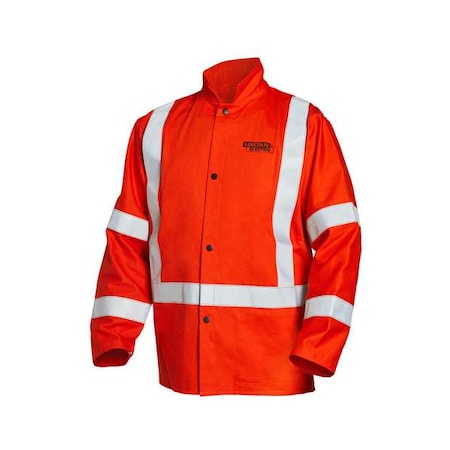 Welding Jacket, Cotton, 9 oz, Button Closure, Orange, L MPN:K4692-L