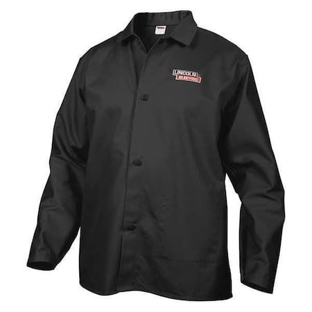 Welding Jacket, Cotton, 9 oz, 33 in Length, Snaps Closure, 0 Pockets, Black, 2XL MPN:KH808XXL