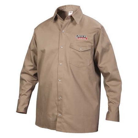 Flame-Resistant Collared Shirt, Khaki, M MPN:KH841M