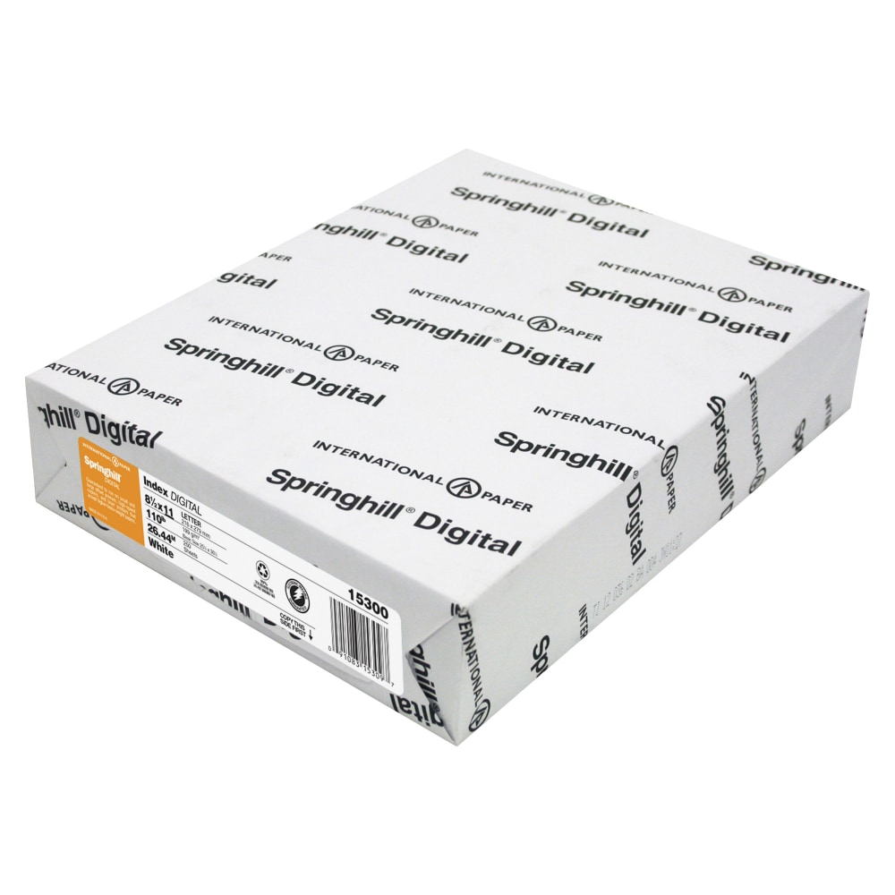 Springhill Digital Index Card Stock, Letter Size (8 1/2in x 11in), 92 (U.S.) Brightness, 110 Lb, Ream Of 250 Sheets (Min Order Qty 3) MPN:015300