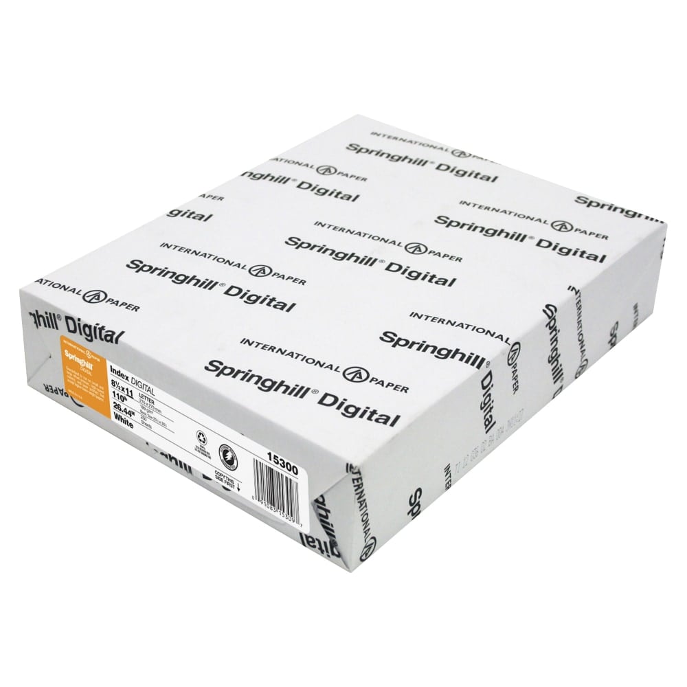 Springhill Digital Index Card Stock, White, Letter (8.5in x 11in), 110 Lb, Pack Of 250 MPN:015300