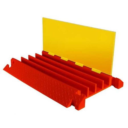 Cable Protector, 5-3/4 in H, 3-5/16 ft L, 2-3/4 in W, 4 Channel, Polyurethane, Orange, Yellow MPN:CP4X300-Y/O