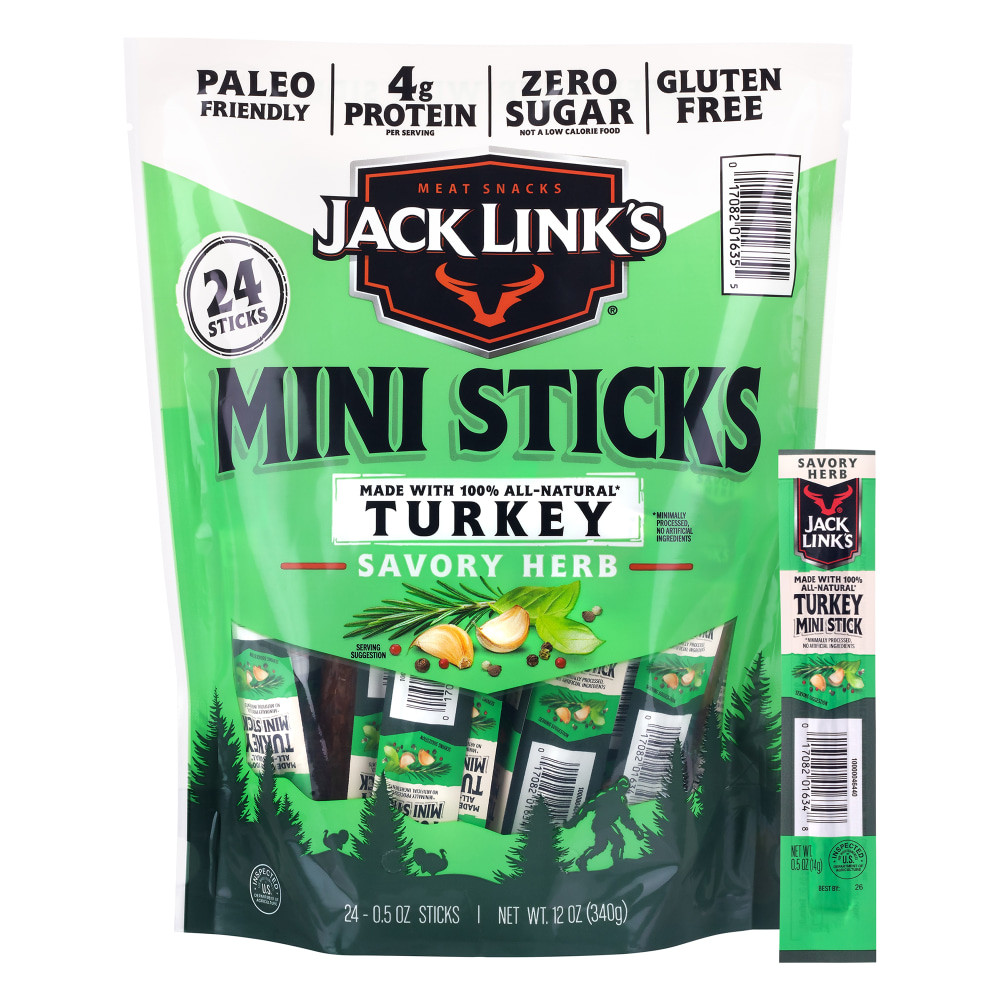Jack Link's Savory Herb Mini Turkey Sticks, 0.5 Oz, Total Qty 24 MPN:017082016355