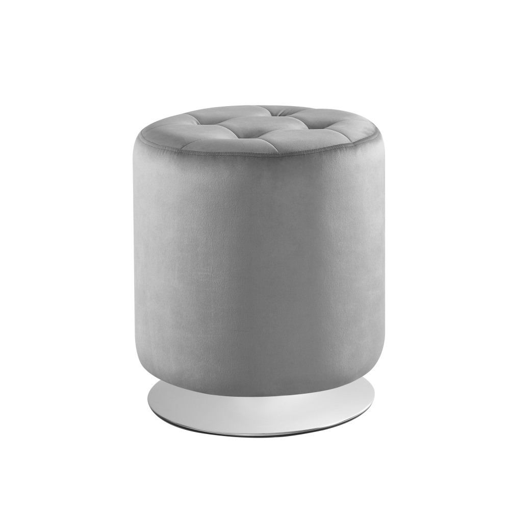 Linon Emaline Faux Leather Swivel Ottoman, 19-1/4inH x 16-1/2inW x 16-1/2inD, Gray MPN:OFDP2940