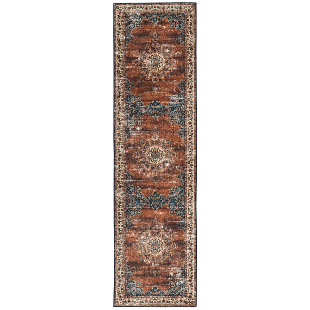 Linon Washable Area Rug, 2ft x 8ft, Crispin Russet/Ivory MPN:OD4657