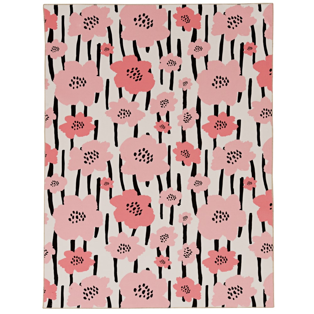 Linon Washable Area Rug, 3ft x 5ft, Phoebe Ivory/Pink MPN:OD4674