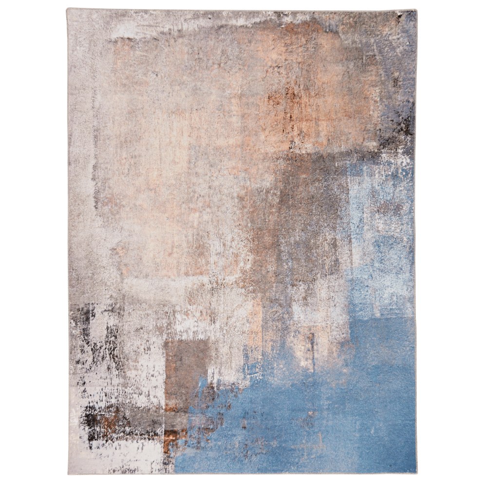 Linon Washable Area Rug, 3ft x 5ft, Durand Beige/Blue MPN:OD4686
