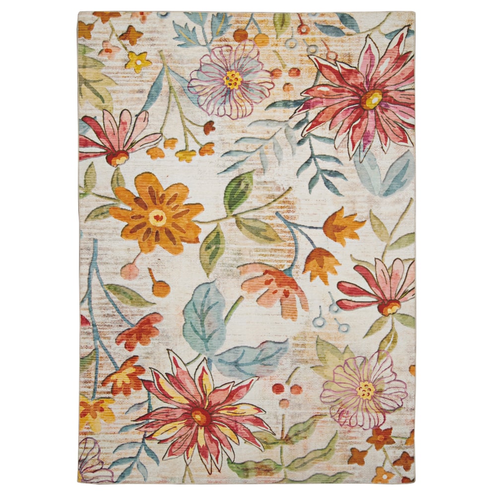 Linon Washable Outdoor Area Rug, Hadley, 2ft x 3ft, Ivory/Pink MPN:OD5001