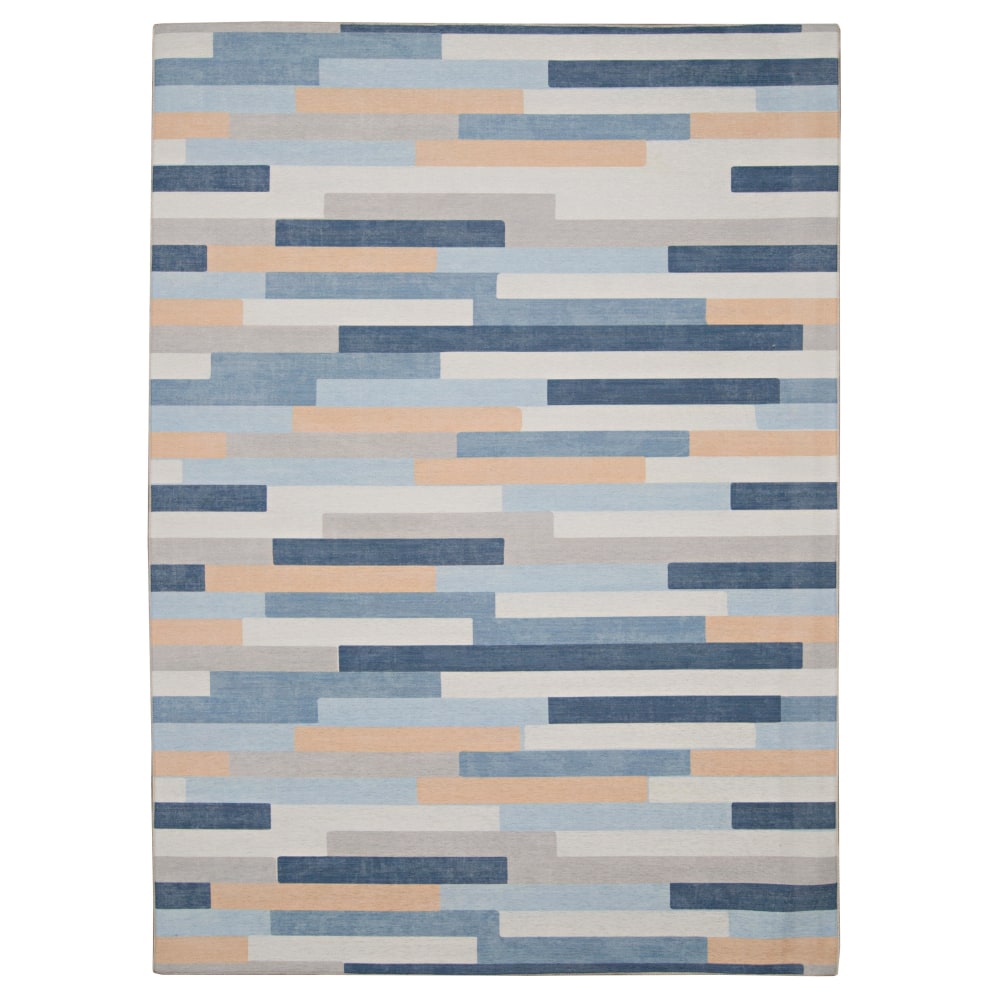 Linon Washable Outdoor Area Rug, Hamton, 2ft x 3ft, Ivory/Blue MPN:OD5009