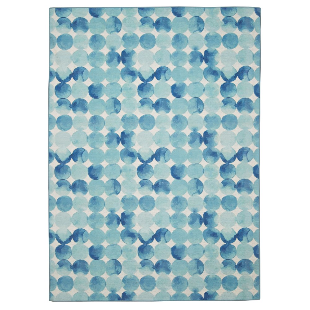 Linon Washable Outdoor Area Rug, Kossuth, 2ft x 3ft, Blue/Ivory MPN:OD5017