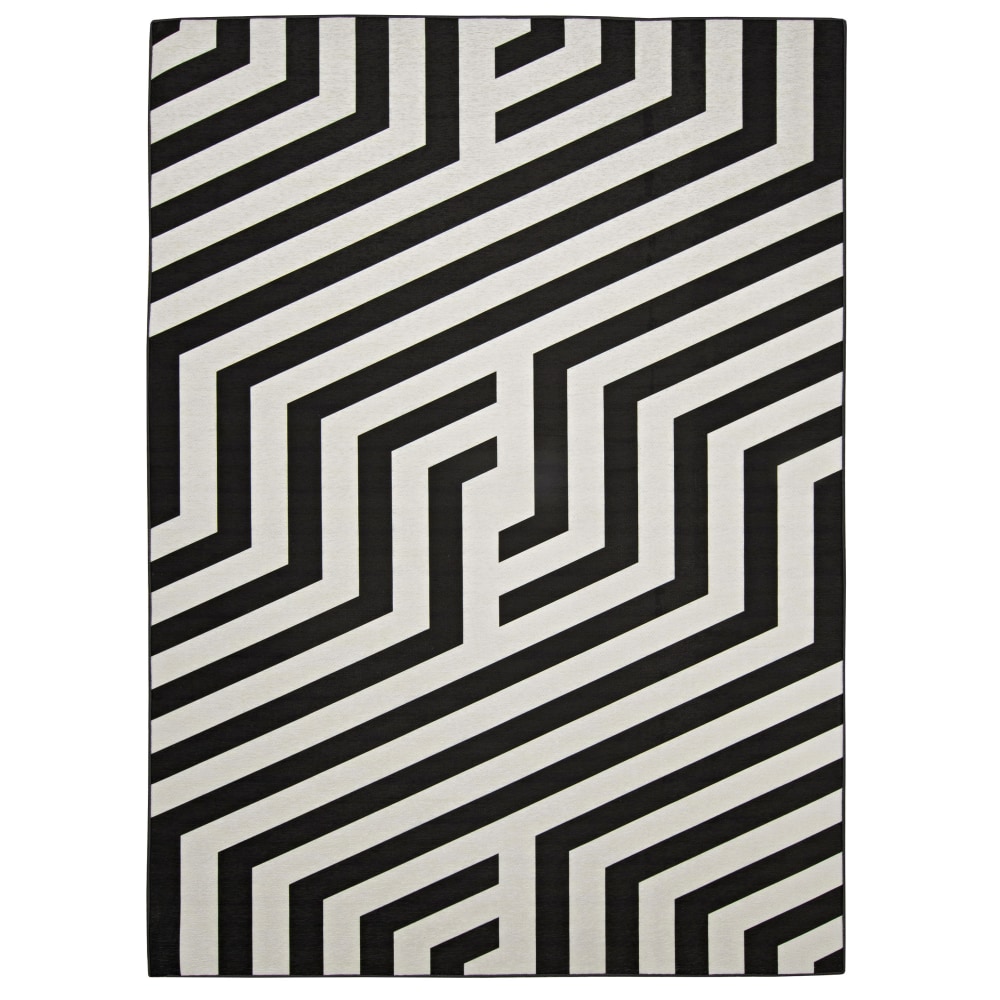 Linon Washable Outdoor Area Rug, Natrona, 5ft x 7ft, Ivory/Black MPN:OD5031