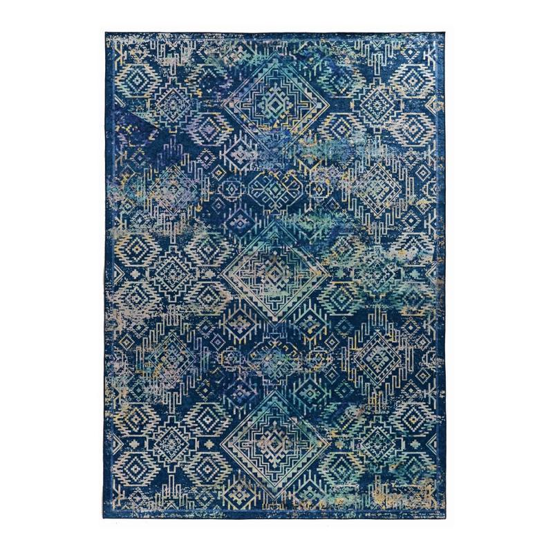 Linon Innova Area Rug, 5ft x 7ft, Plynne Navy/Teal MPN:RUGEM0757