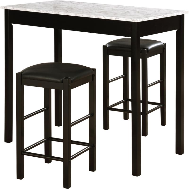 Linon Kent 3-Piece Tavern Set, 36inH x 22inW x 42inD, Black/White MPN:OFDP2201