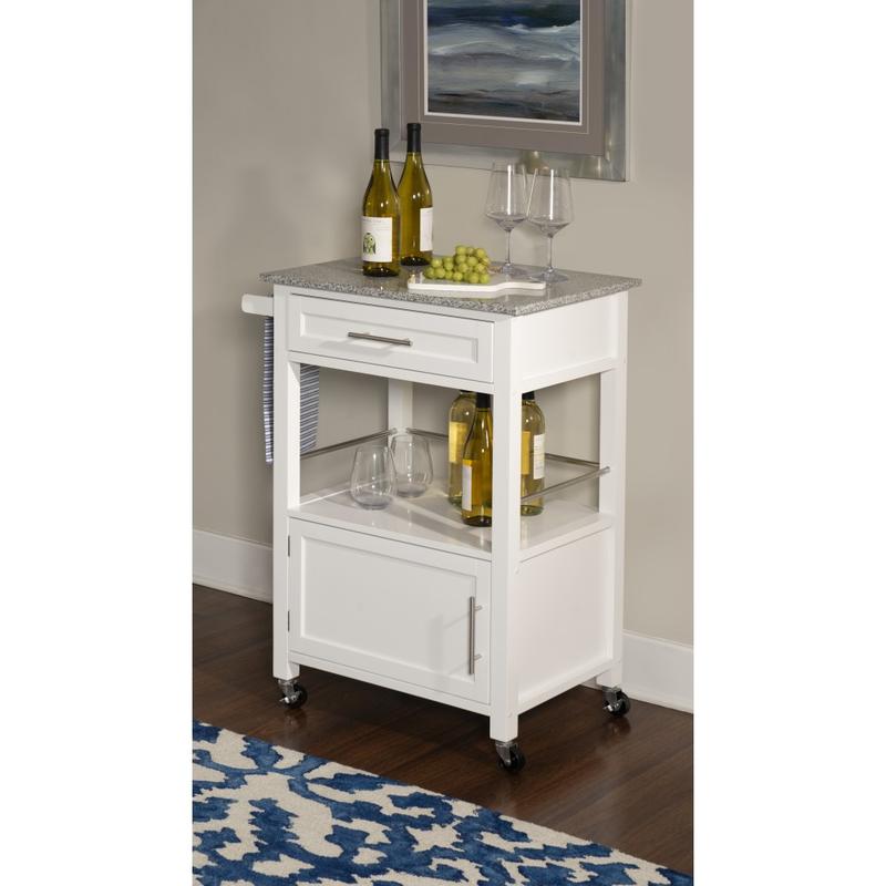 Linon Clark Granite-Top Kitchen Cart, 36-3/4inH x 27-3/4inW x 18inD, White MPN:OFDP1352