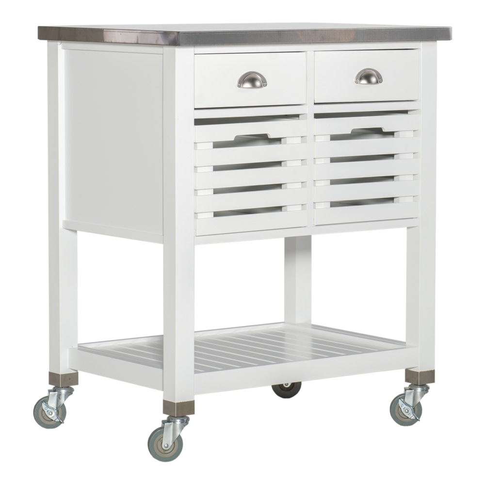 Linon Sherwood Kitchen Cart, 36-1/4inH x 30inW x 22inD, White/Stainless Steel MPN:OFDP1356