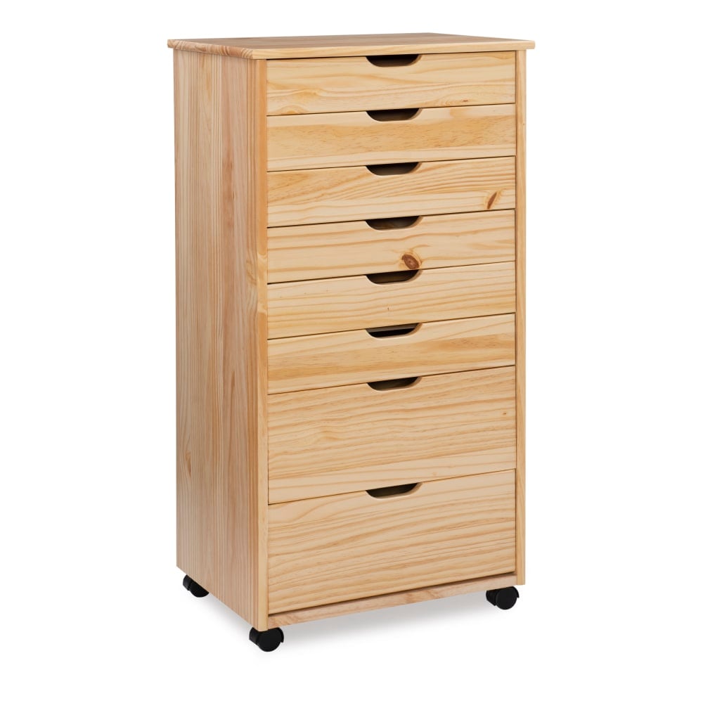 Linon Casimer 8-Drawer Rolling Home Office Storage Cart, Natural MPN:OFDP1852