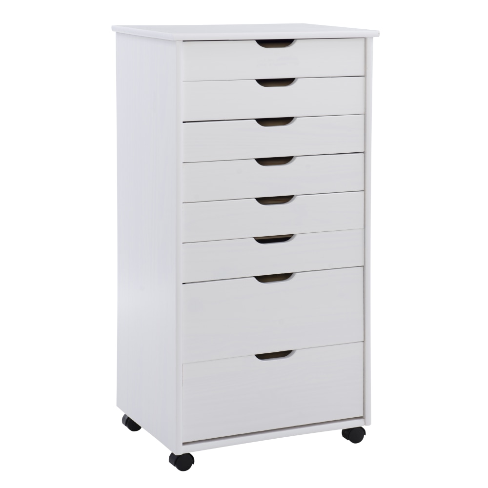 Linon Casimer 8-Drawer Rolling Home Office Storage Cart, White MPN:OFDP1853