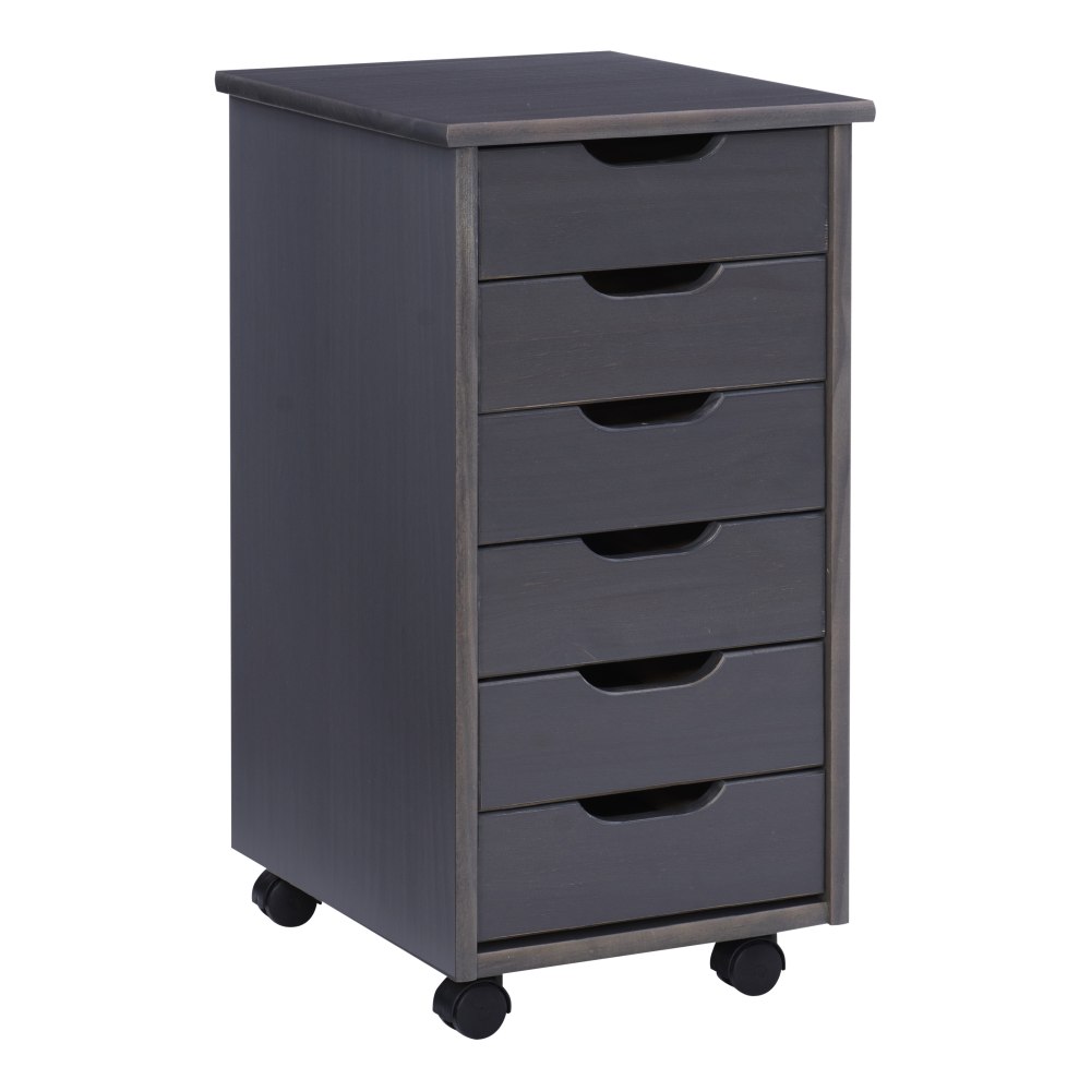 Linon Casimer 6-Drawer Rolling Home Office Storage Cart, Grey MPN:OFDP1854