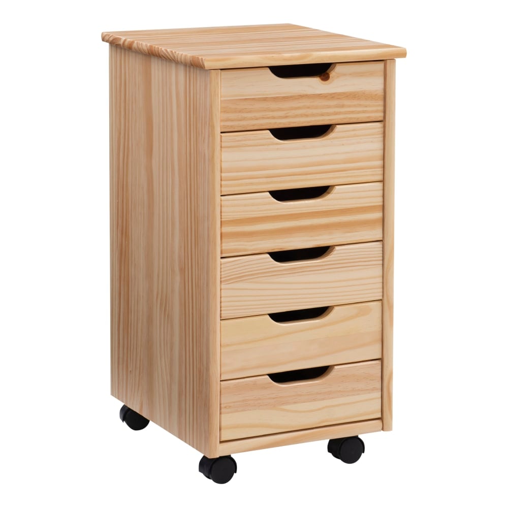 Linon Casimer 6-Drawer Rolling Home Office Storage Cart, Natural MPN:OFDP1855