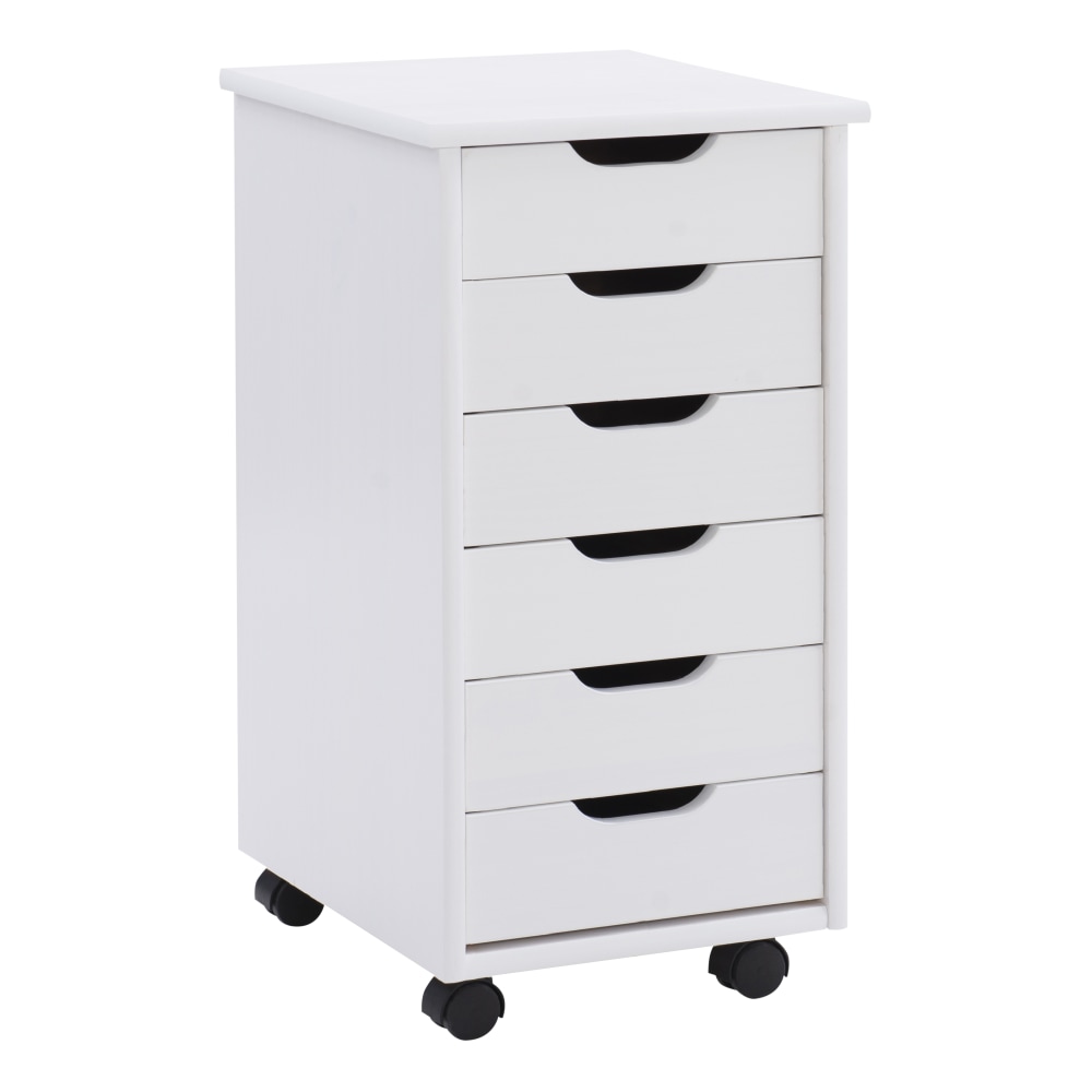 LinonCasimer 6-Drawer Rolling Home Office Storage Cart, White MPN:OFDP1856