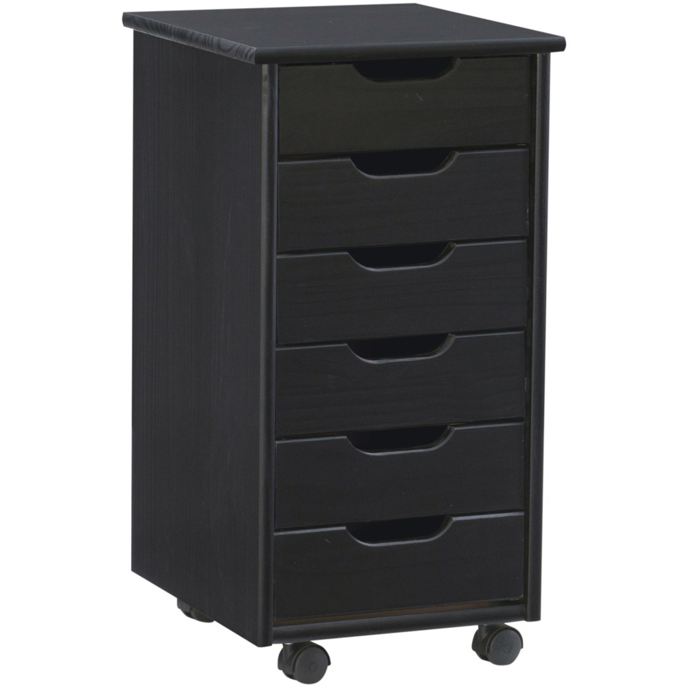 Linon Casimer 6-Drawer Rolling Home Office Storage Cart, Black MPN:OFDP2264